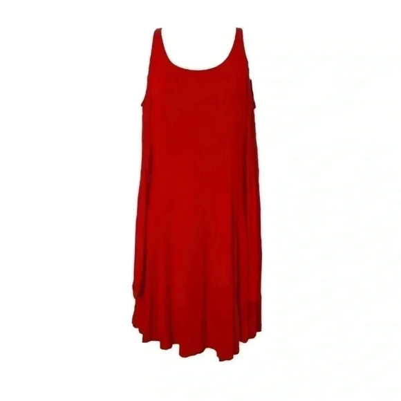 Thanth Red Cold Shoulder Long sleeve Swing Dress - Picture 1 of 6